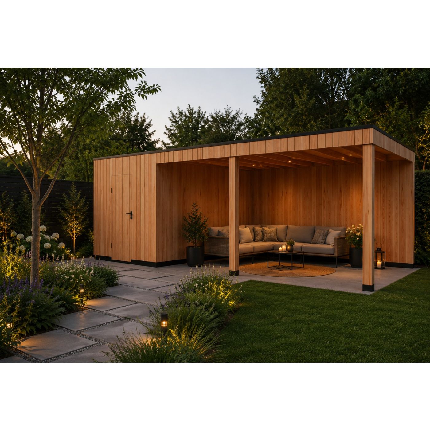 Tuinhuis Elegance 600cm x 300cm met schuur 200cm