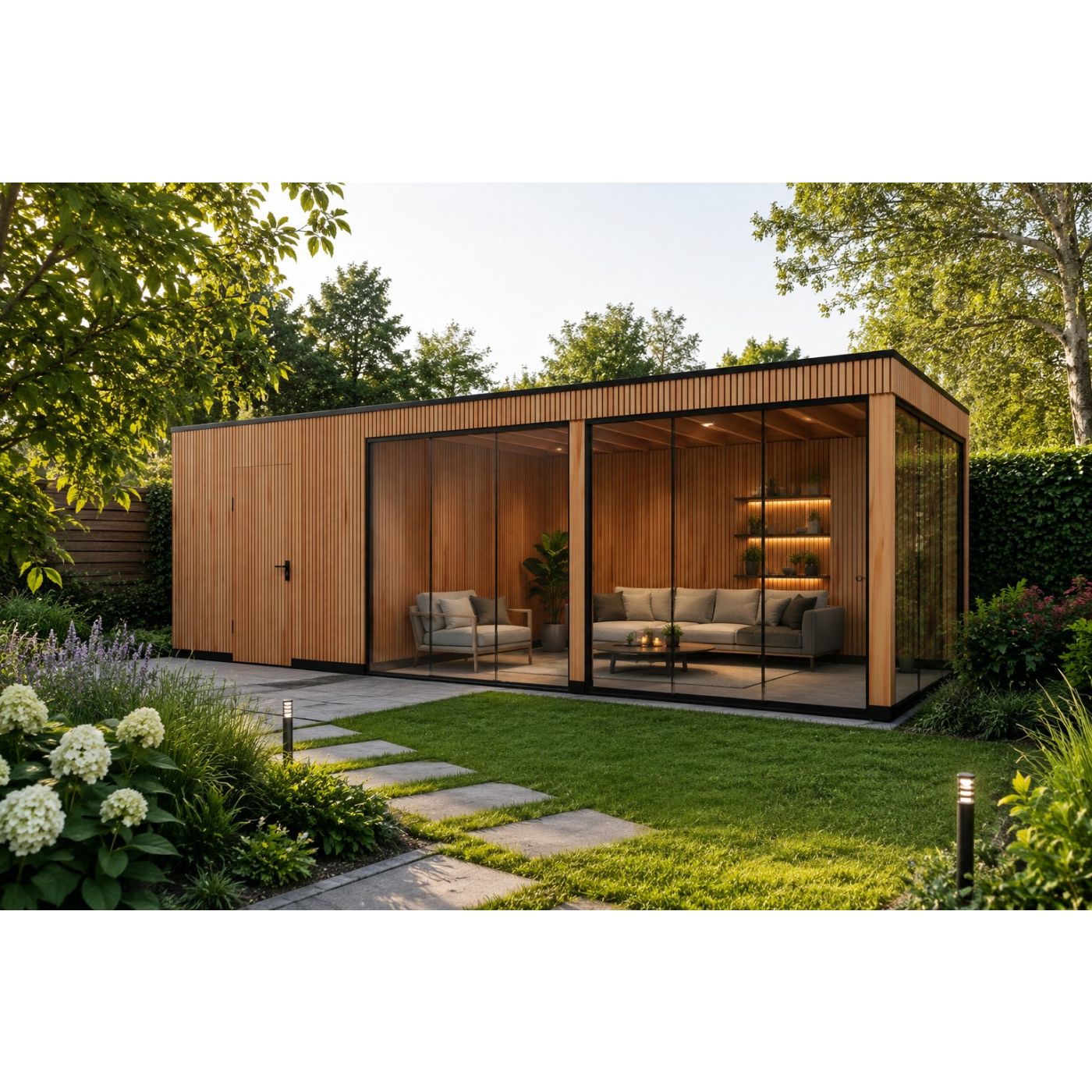 Tuinhuis Elegance 600cm x 300cm met schuur 200cm