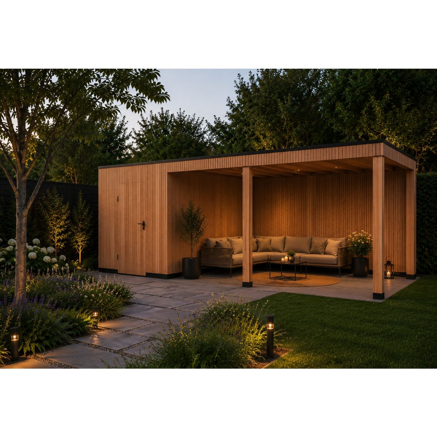 Tuinhuis Elegance 500cm x 400cm met schuur 200cm