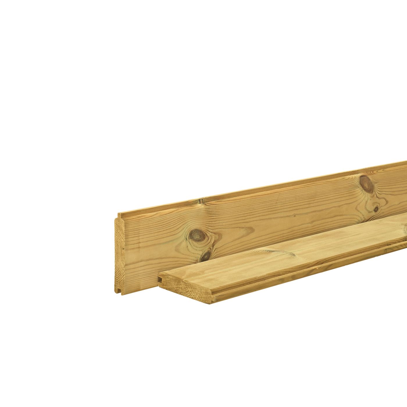 Grenen profielplank 2,8 x 14,5 x 300 cm, groen geïmpregneerd