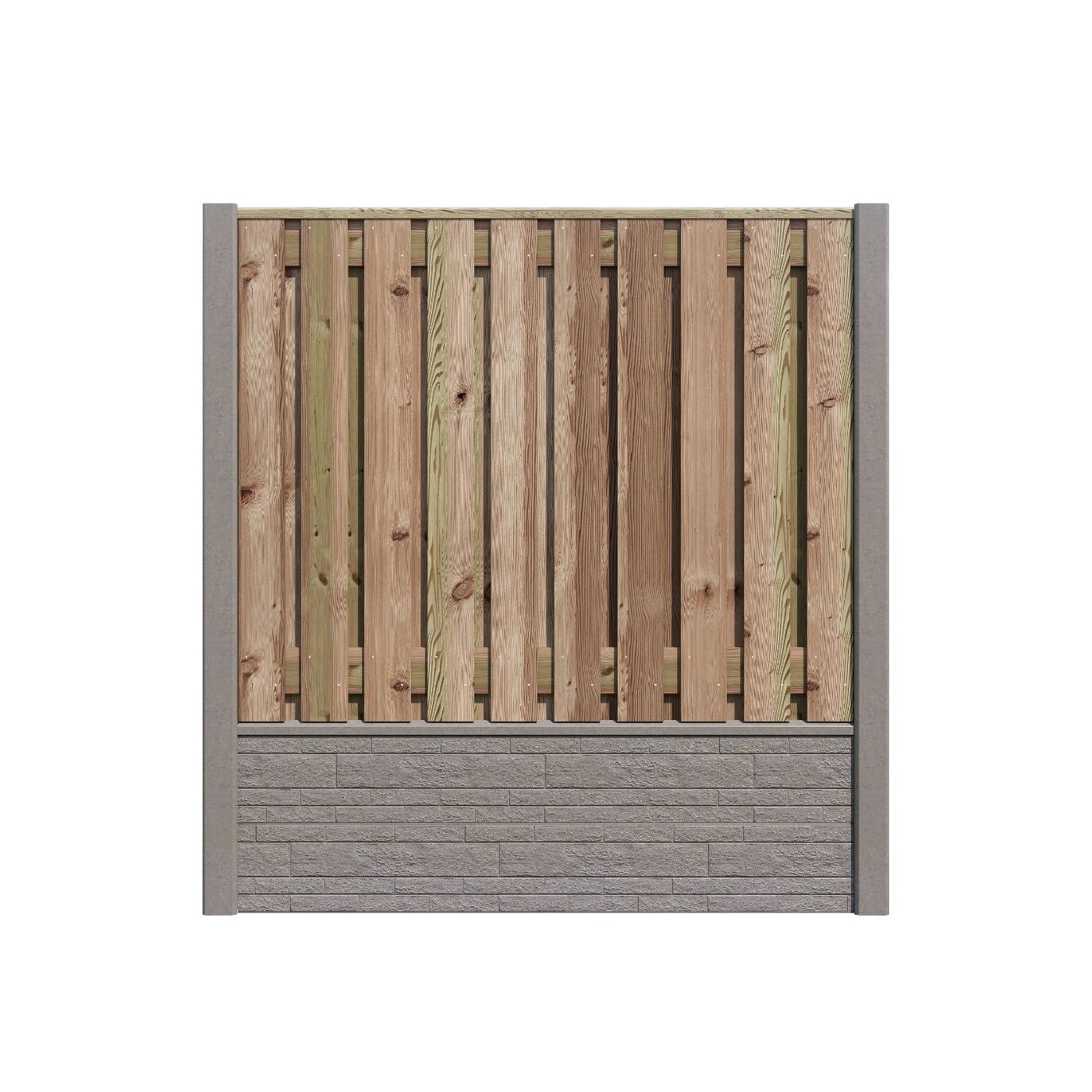 Hout/Beton schutting pakket Grenen Rotsmotief 21 planks