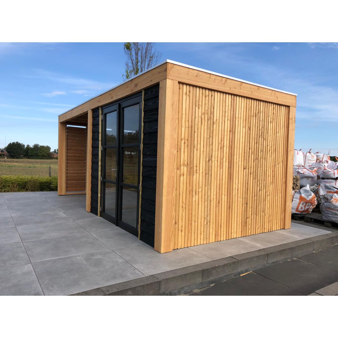 Overkapping Moderno Dubbelwandig 800cm x 400cm met schuur 300cm