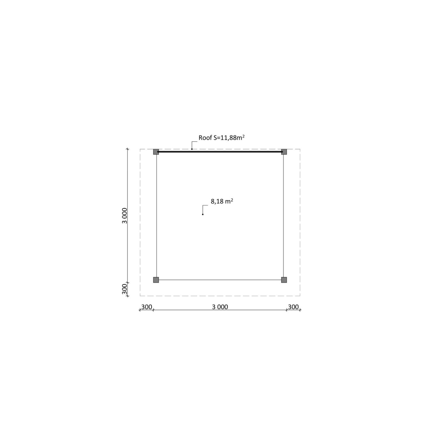 Overkapping Woodline 360cm x 330cm