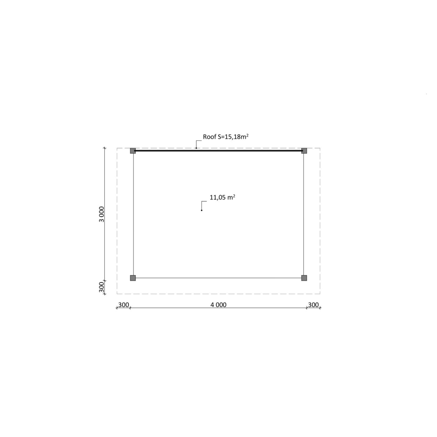 Overkapping Woodline 460cm x 330cm