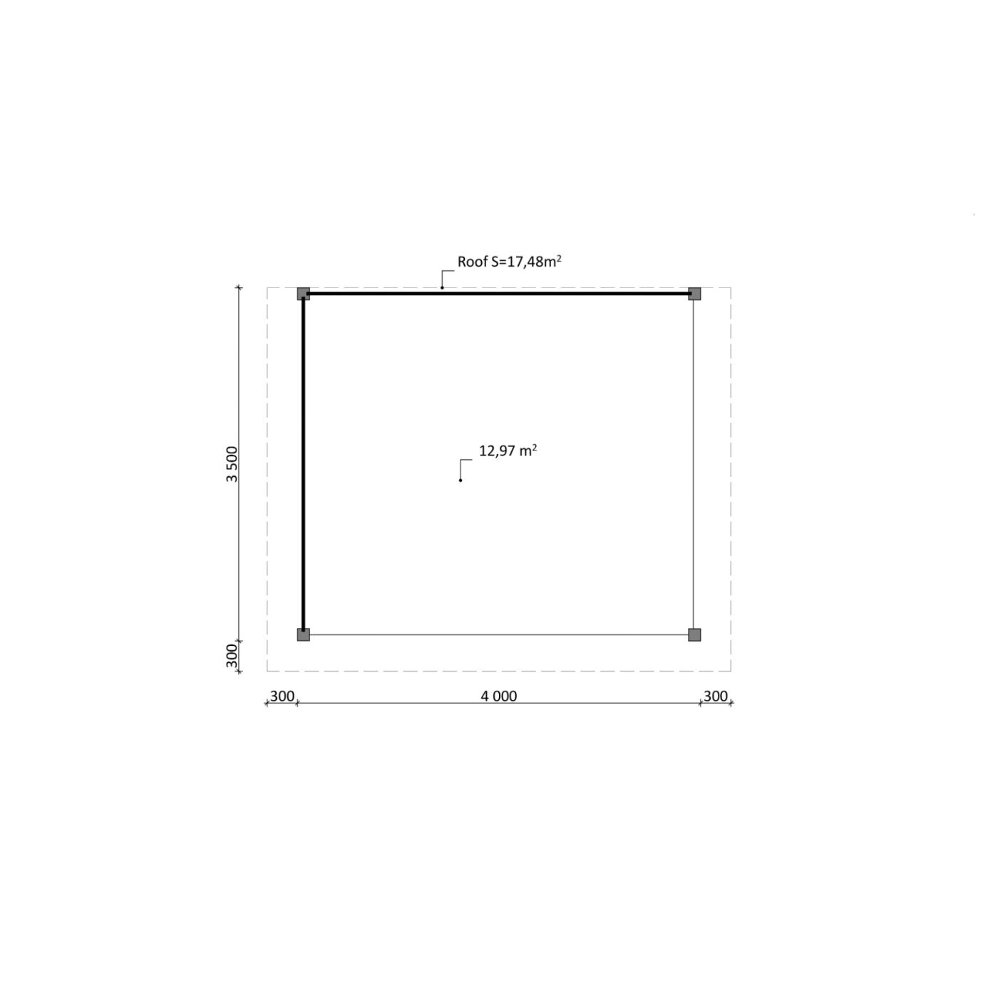 Overkapping Woodline 460cm x 380cm