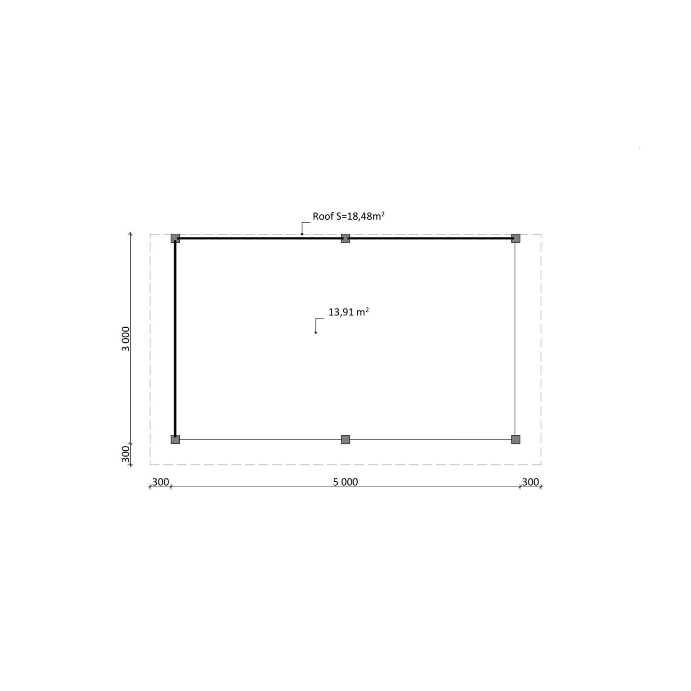 Overkapping Woodline 560cm x 330cm