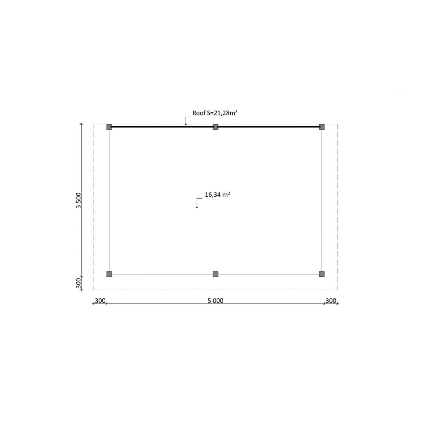 Overkapping Woodline 560cm x 380cm