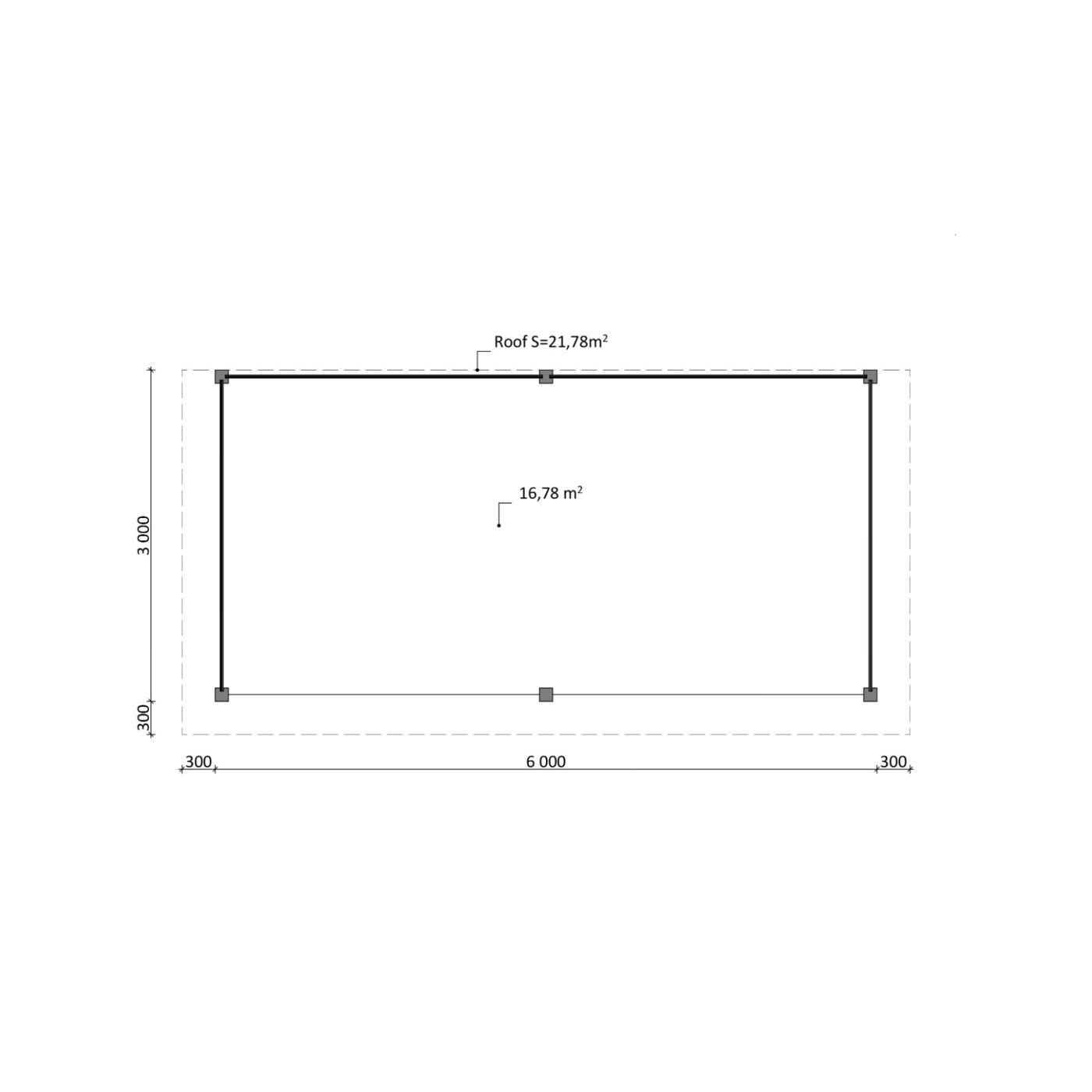 Overkapping Woodline 660cm x 330cm