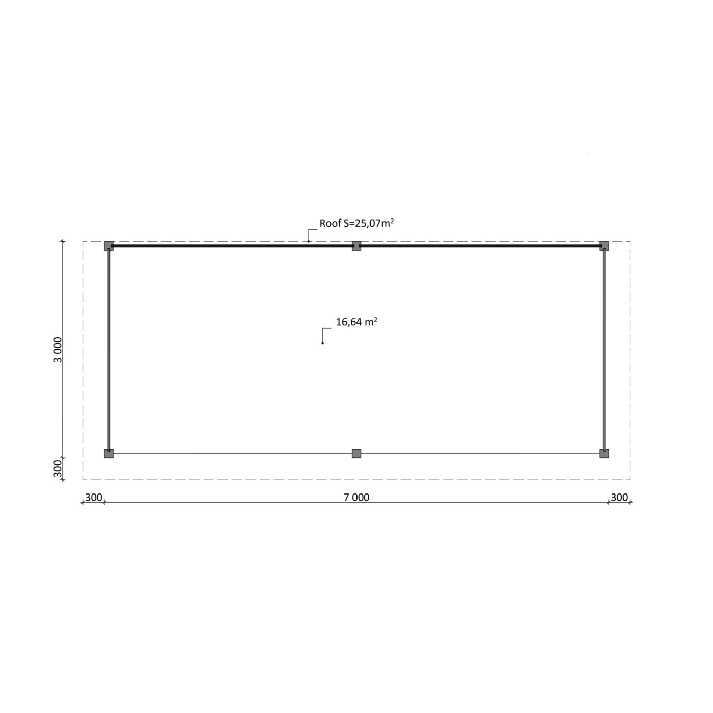 Overkapping Woodline 760cm x 330cm
