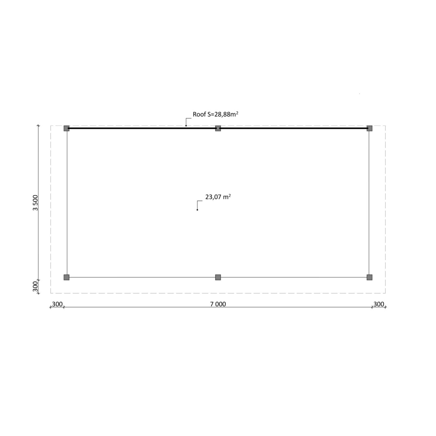 Overkapping Woodline 760cm x 380cm
