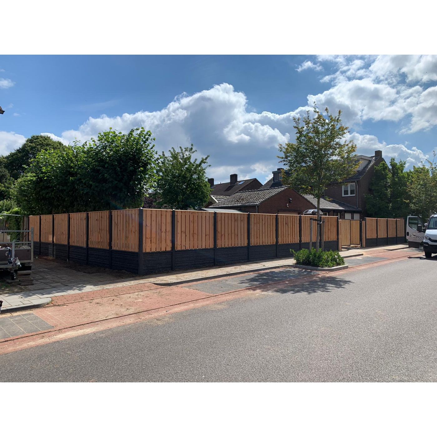 Hout/Beton schutting pakket Douglas Rotsmotief 21 planks